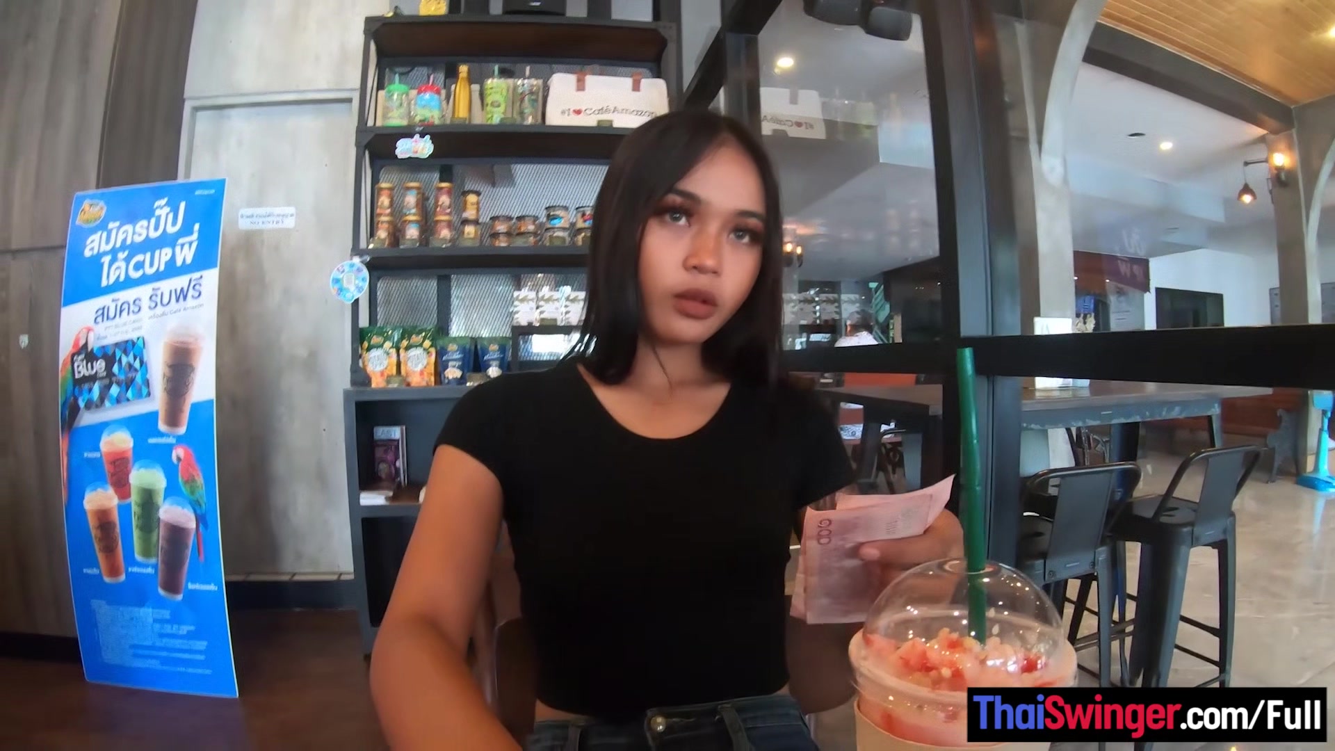 Starbucks coffee date with gorgeous big ass Asian teen 18+ girlfriend