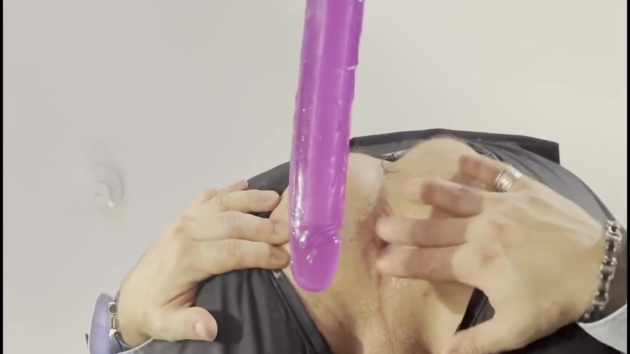 Suited Men With Open Crotch Is Pissing Like A Dog And Rides The Dildo And Cums Handsfree