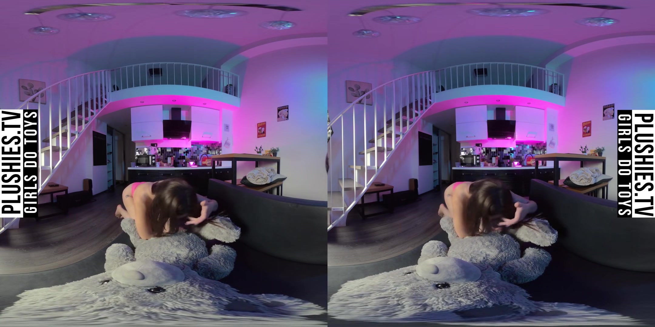 Euphoria - Strapon Sex In The Kitchen With Teddy Bear; Amateur VR Porn with Big Dildo