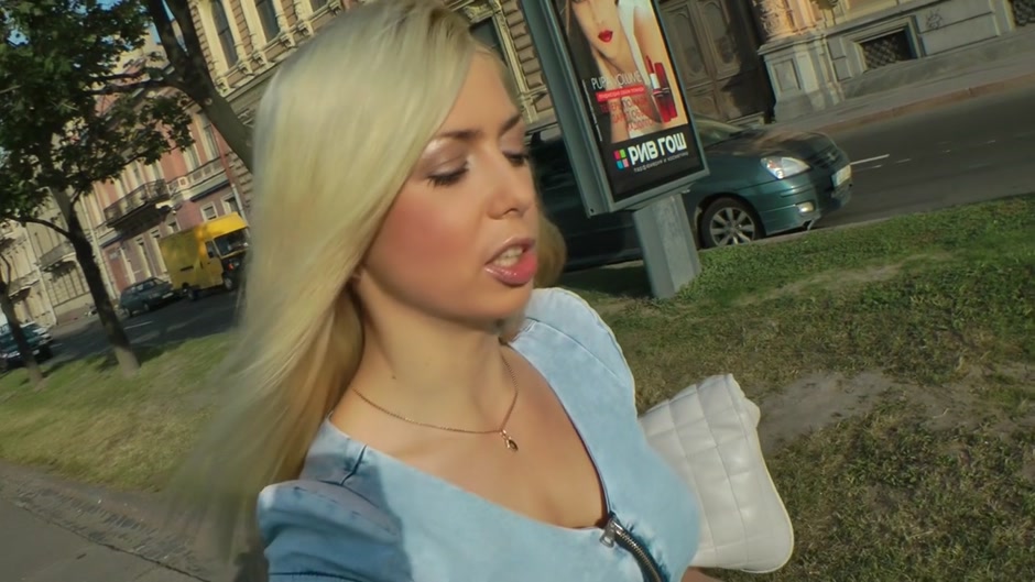 Lusty blonde does anal fisting in public