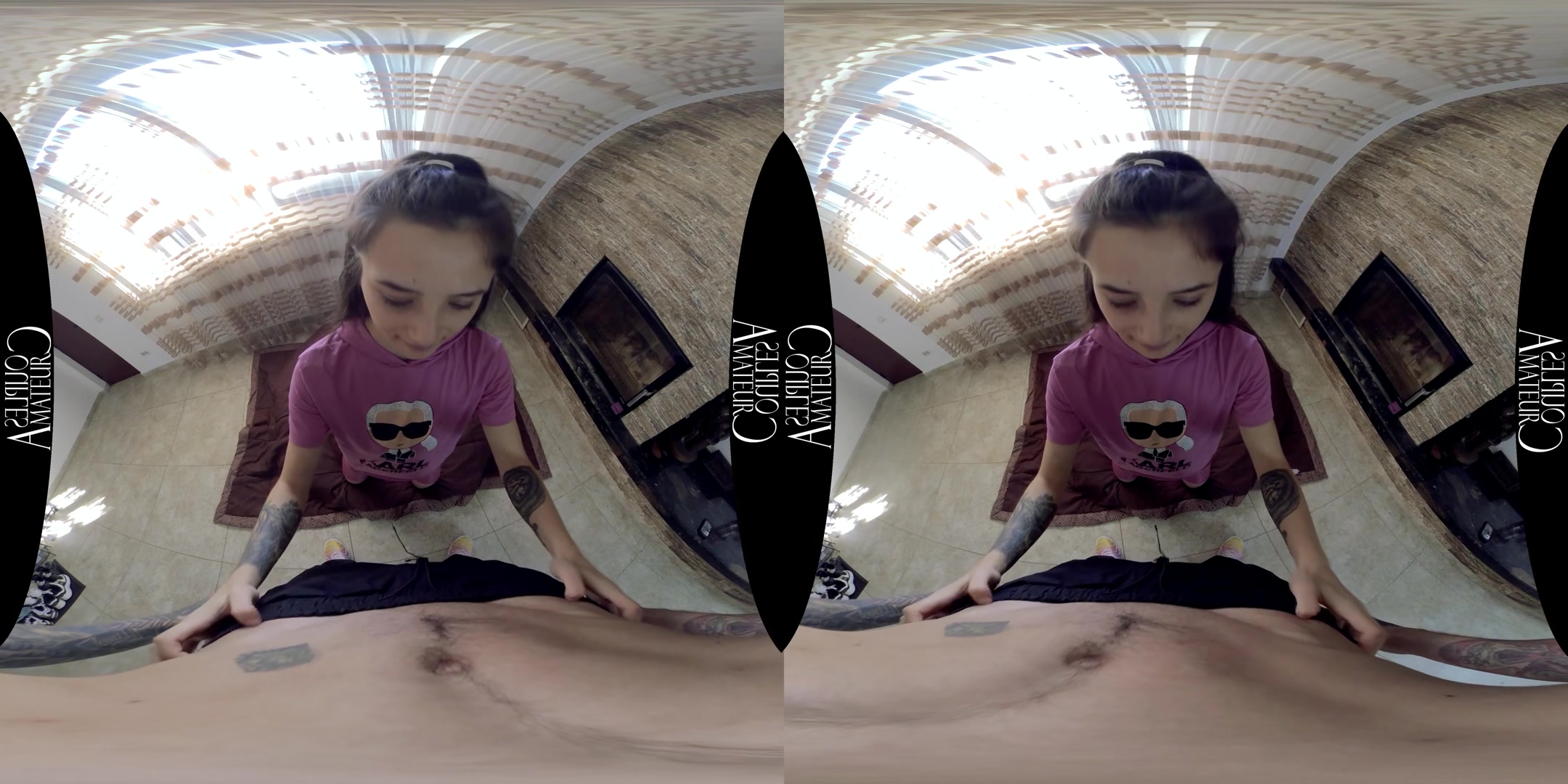 Skinny Brunette Dick Tugging And Face Cumming - AmateurCouplesVR