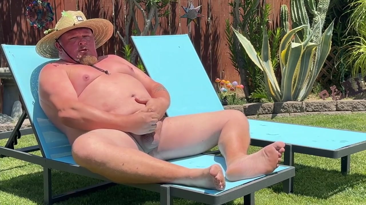 Stepdad Doing Chores & Jerking His Fat Greased Up Cock