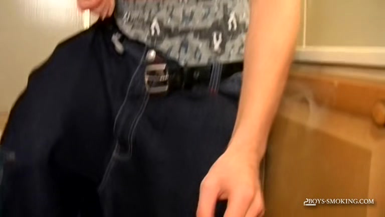 Gay Teen Stroked His Throbbing Cock While Smoking A Cig