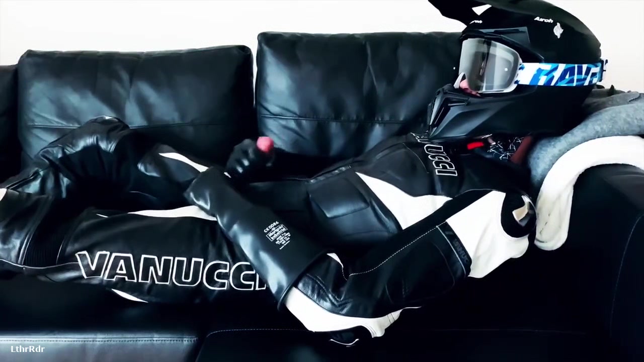 Rubber gloves biker jerking