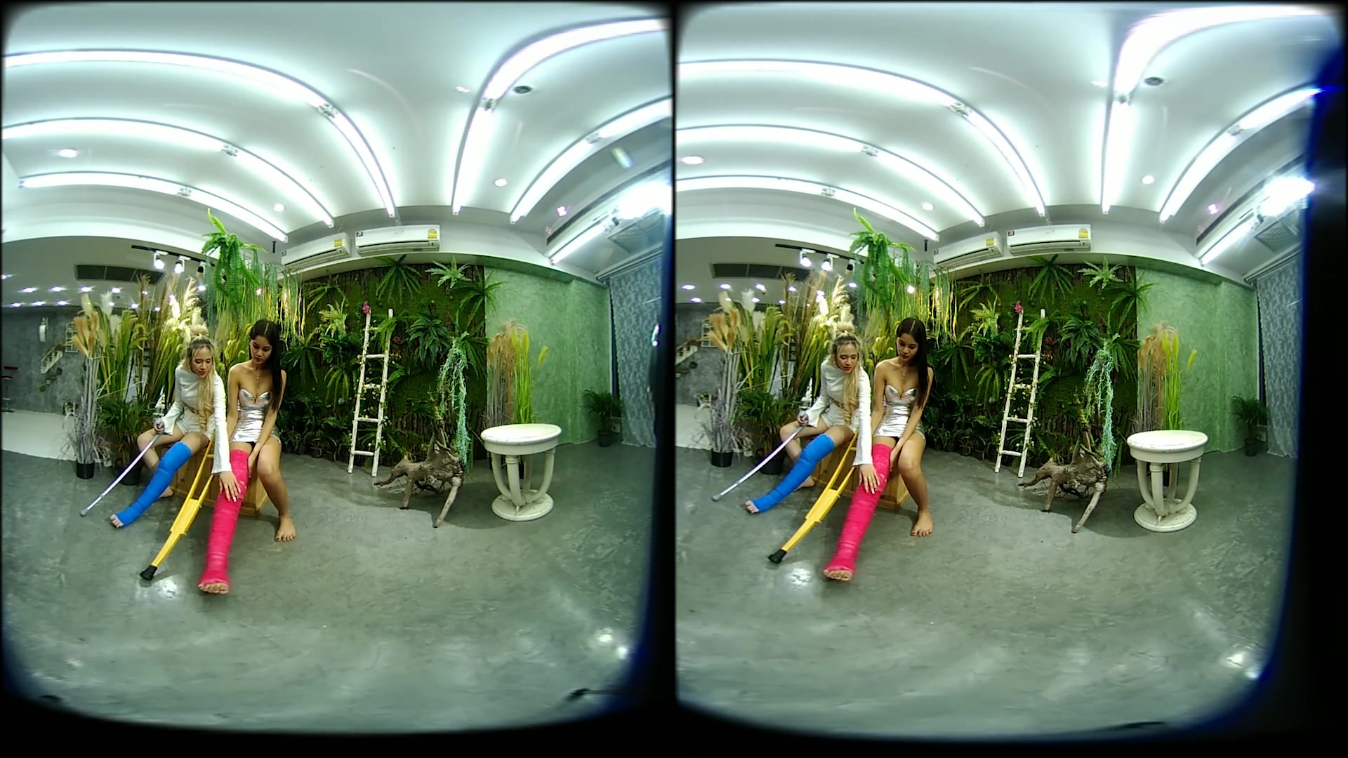 2 Girls With Long Cast Leg Visit A Flower Store 2 - VRpussyVision