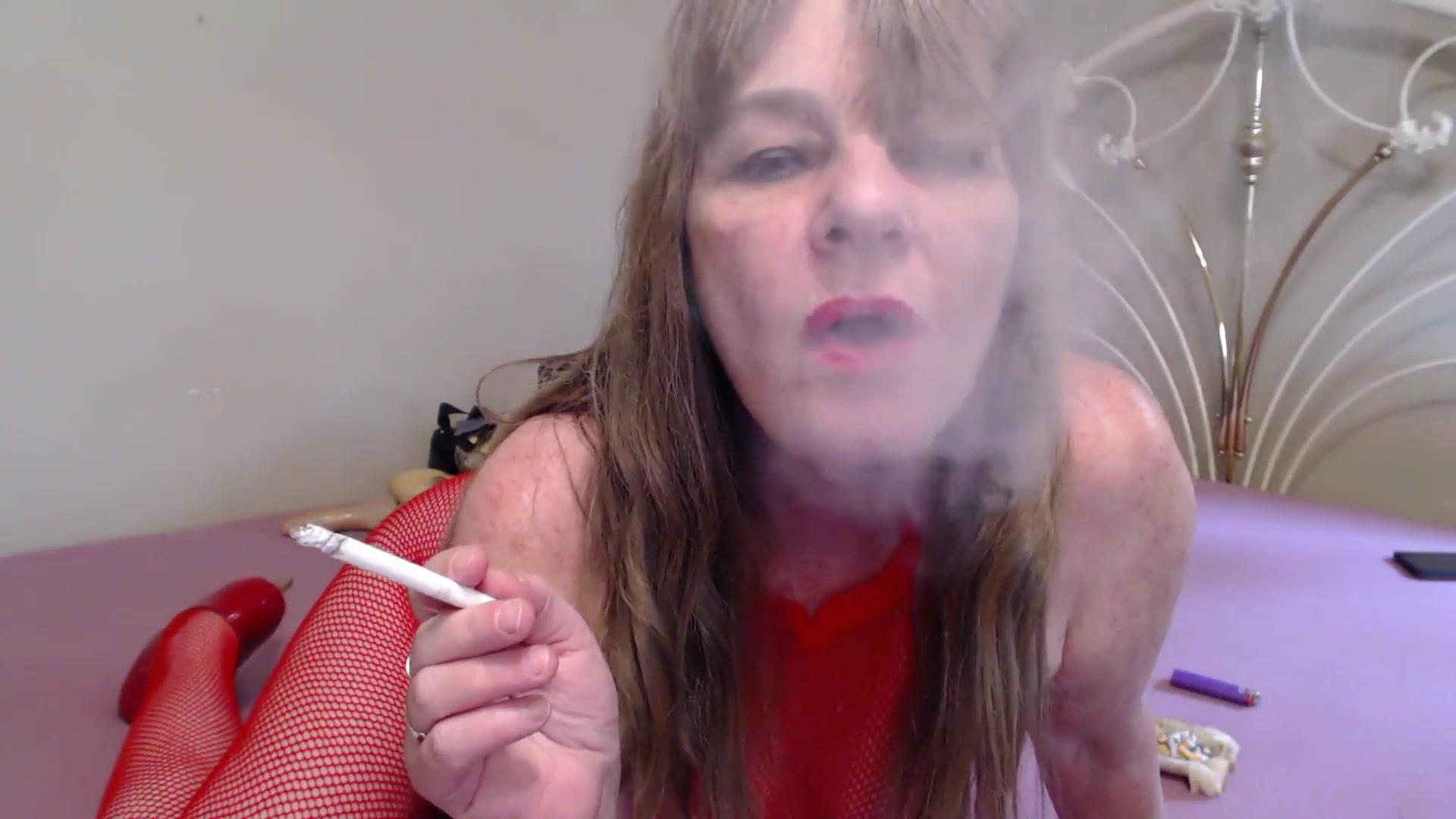 Red Fishnet Body & Smoking - TacAmateurs