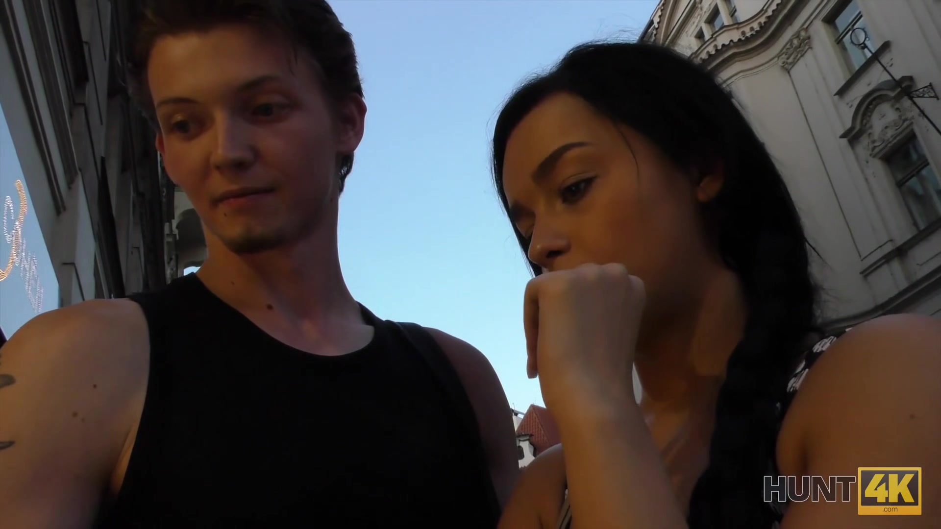 HUNT4K. Dark-haired chick worships dick for good amount of cash