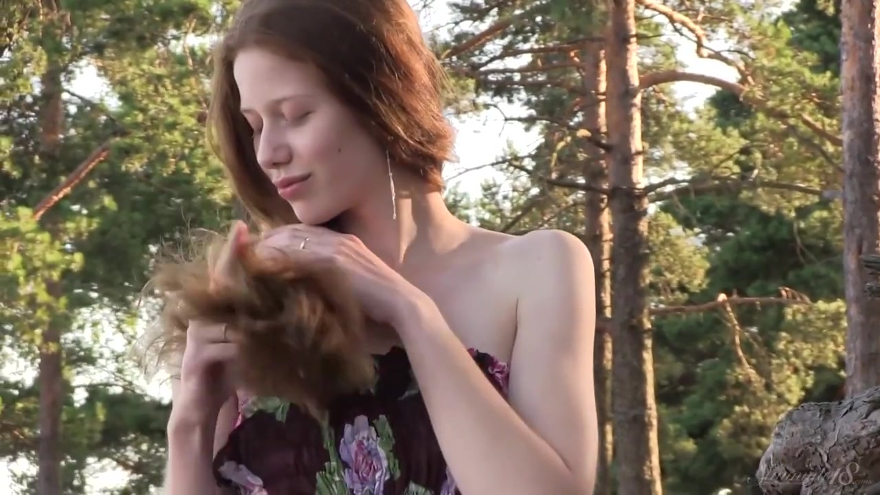 teen 18+ Model Nicole In The Woods With A Flowered Dress
