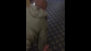 Slave is made to walk on all fours like the dog he is