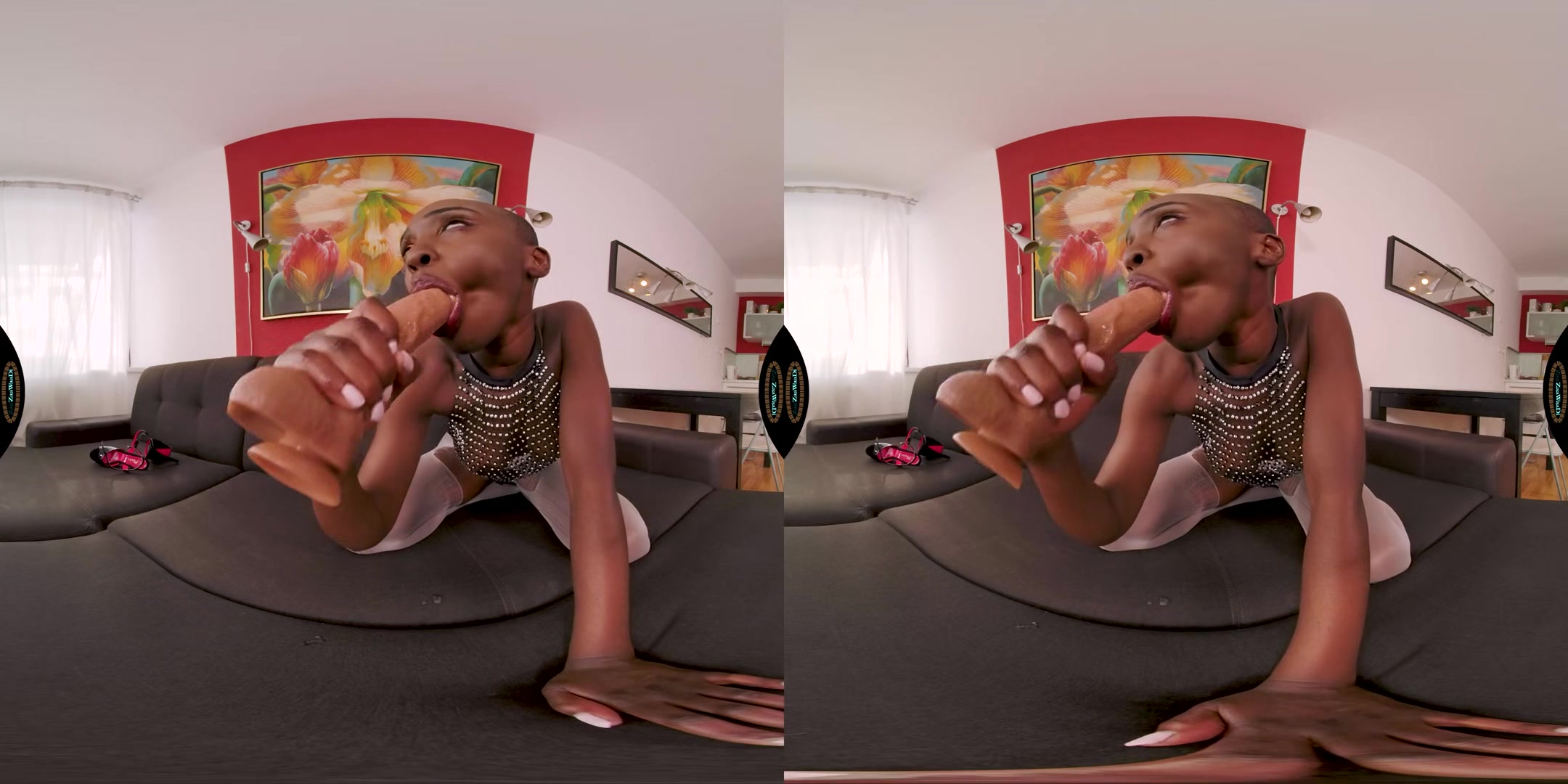 Ripping White Pantyhose And Cum Over Them - Beautiful Ebony Babe from Kenya