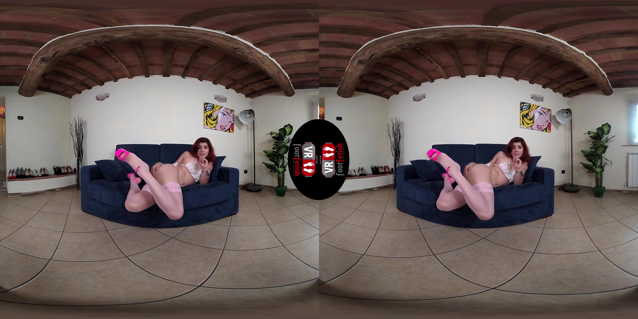 Steamy Hot Lauretta In Pink Thigh-High Stockings And Open-Toe Stripper Shoes; Leg And Foot Fetish Amateur Vr