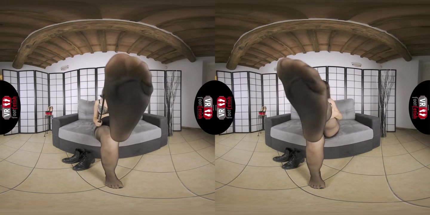 Sexy Mistress Kiki Shoves Her Hot Boots, High Heels, And Pantyhose In Your Face In VR - VRFootFetish