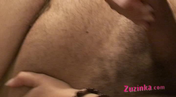Zuzinka does blowjob on a taped guy