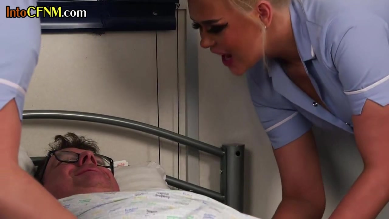 CFNM lingerie nurses give 3some BJ and HJ to lucky patient