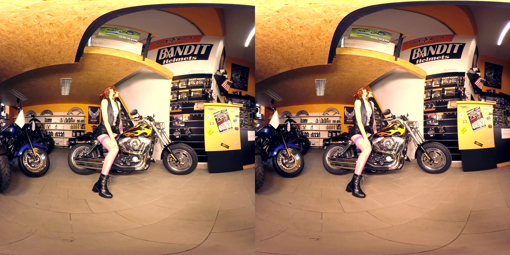 195 - Yassmine - Slender Redhead Naked In Motorcycle
