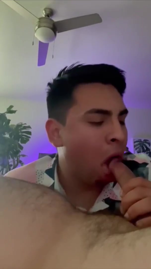 Latino Boy Deep Throating Big White Cock