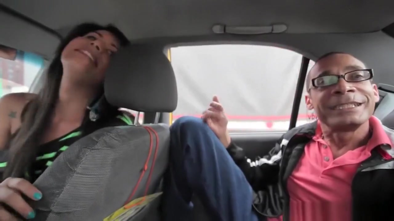 Stockinged latina tgirl tugs while cockriding