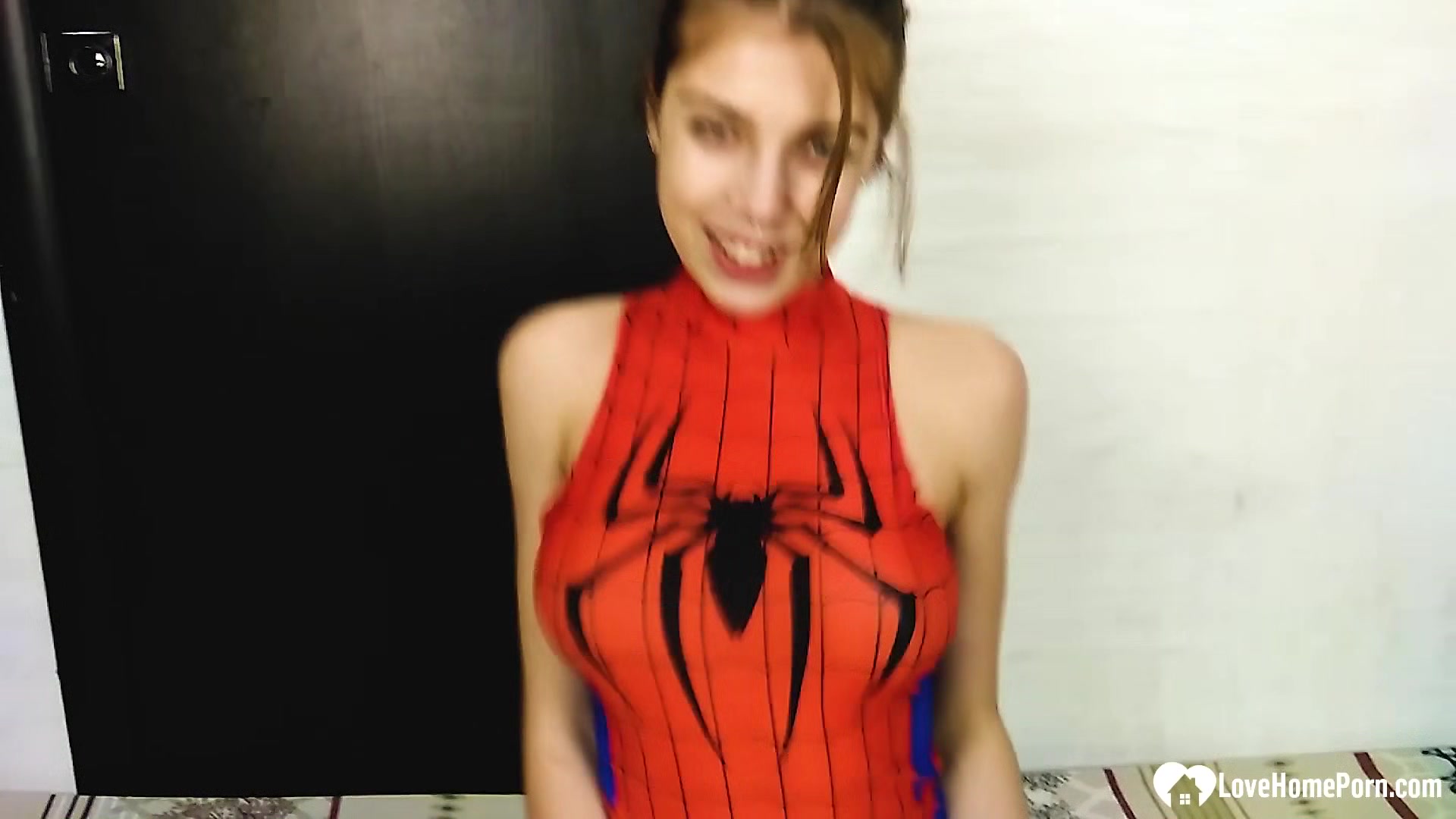 Kinky stepsister in a spiderman outfit gets creamed