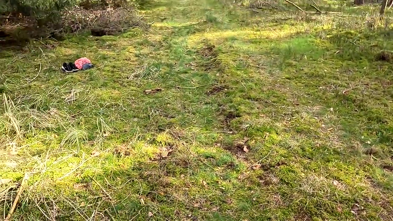Completely Naked In The Woods Getting Her Titslapping