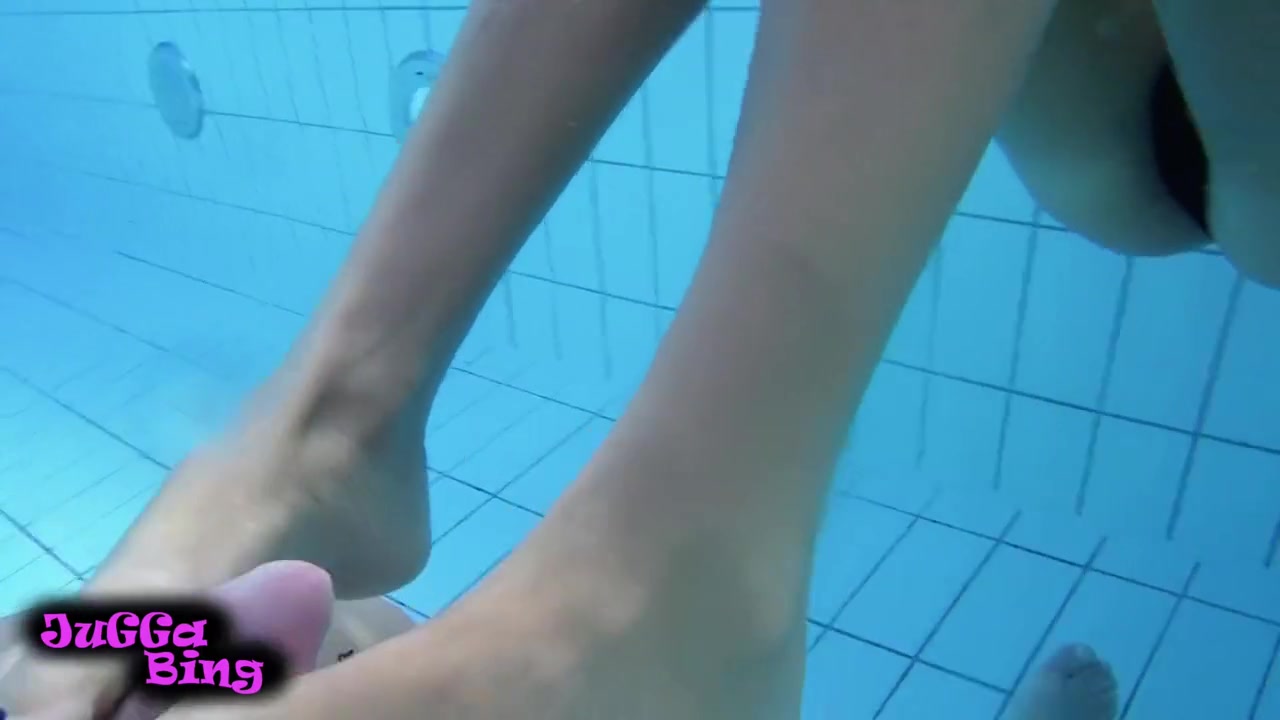Really Hot Footjob In Public Pool And Footplay Milf