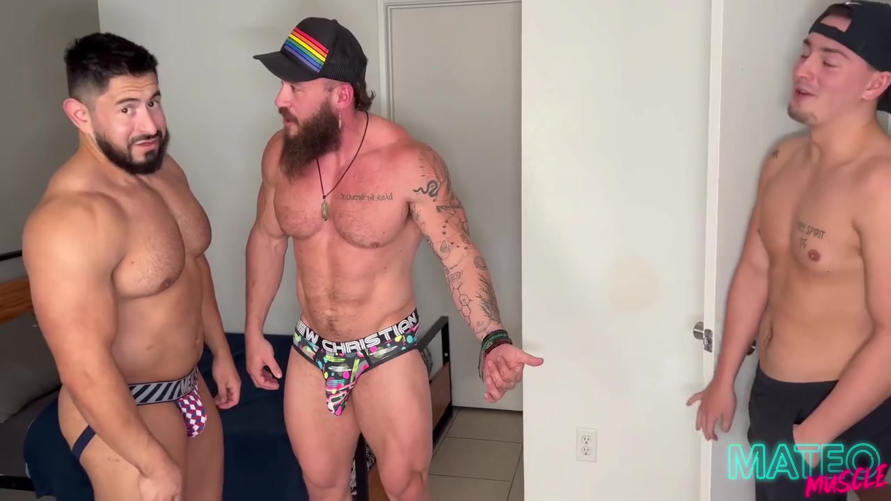 Two Bodybuilders Tag Team College Roommate