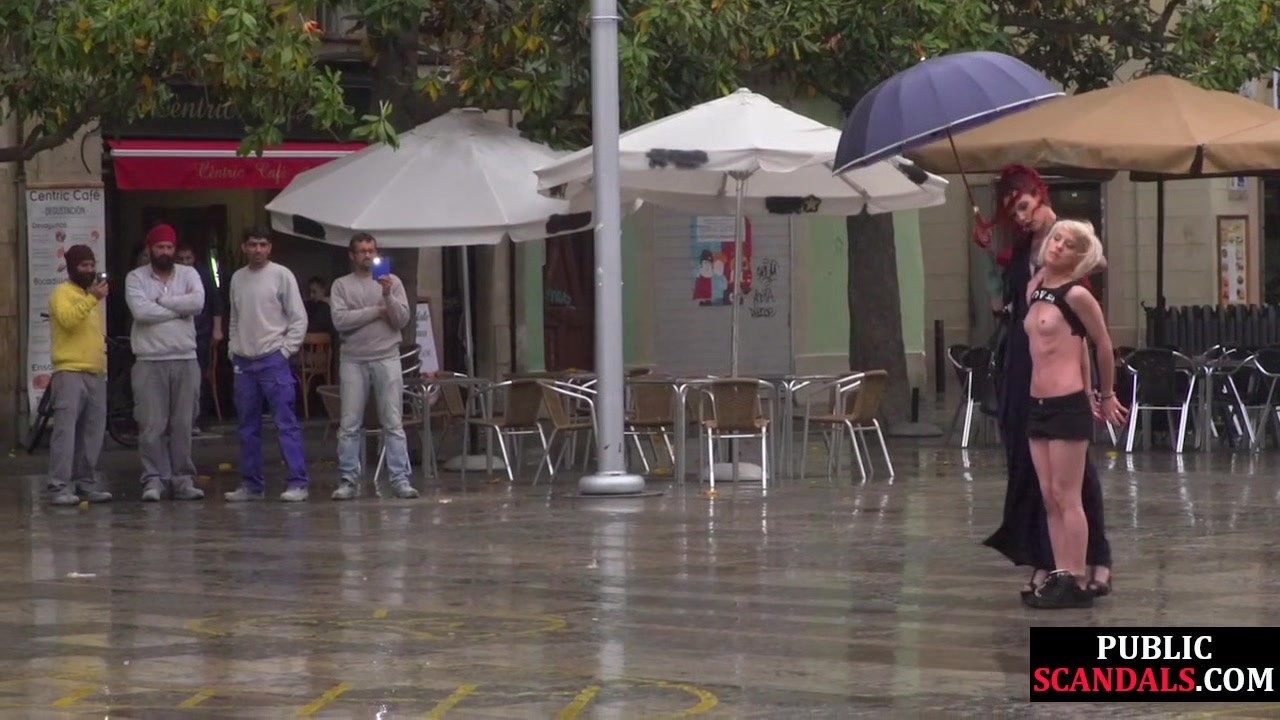 Sub Latina outdoor whipped in public by her kinky domina