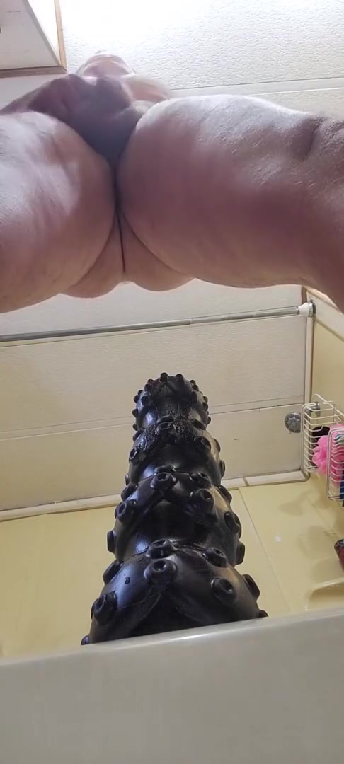 Riding Giant Dildo Hard In Ass