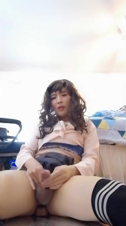 Asian Chinese cross dresser lady boy masturbation toy play