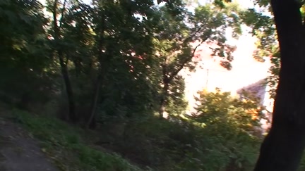 Golden-Haired playgirl does oral-stimulation in the forest