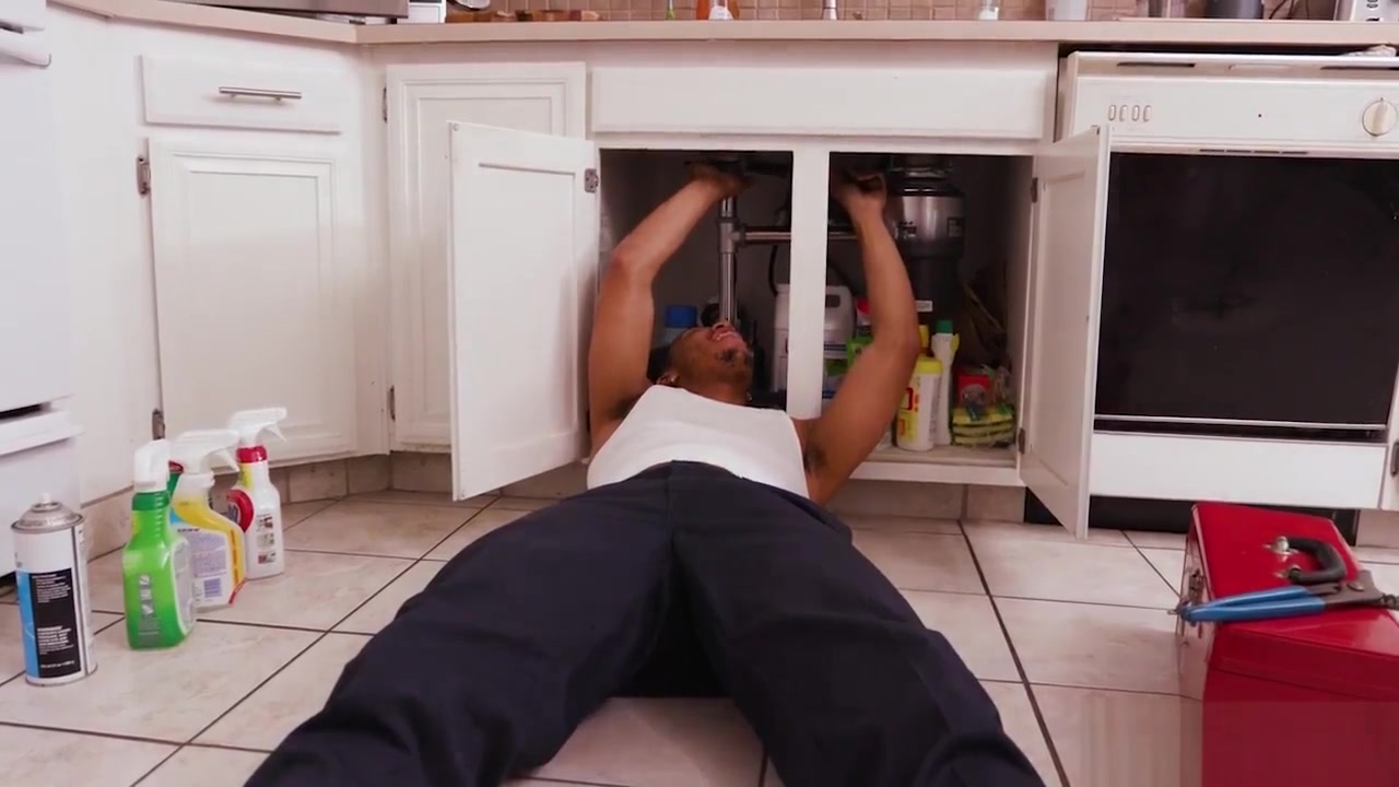 Horny sexy redhead teen 18+ hard fucked by a black plumber