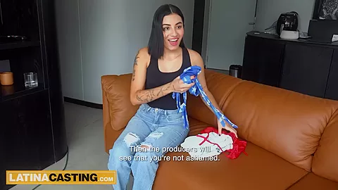 Hot Latina teen auditions at casting not wearing panties