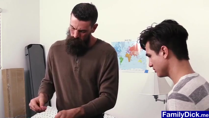 Bearded Stepdad Teaches Stepson How To Put On A Condom