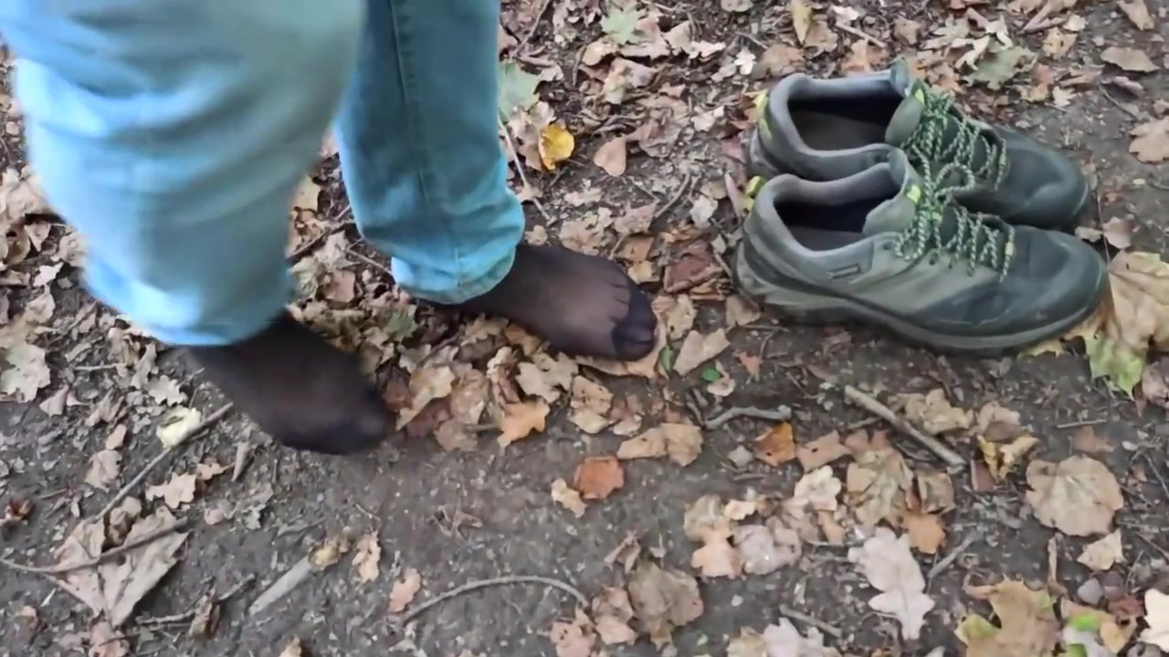 Risky Walking In The Forest Barefoot With Pantyhose I Also Needed To Pee!