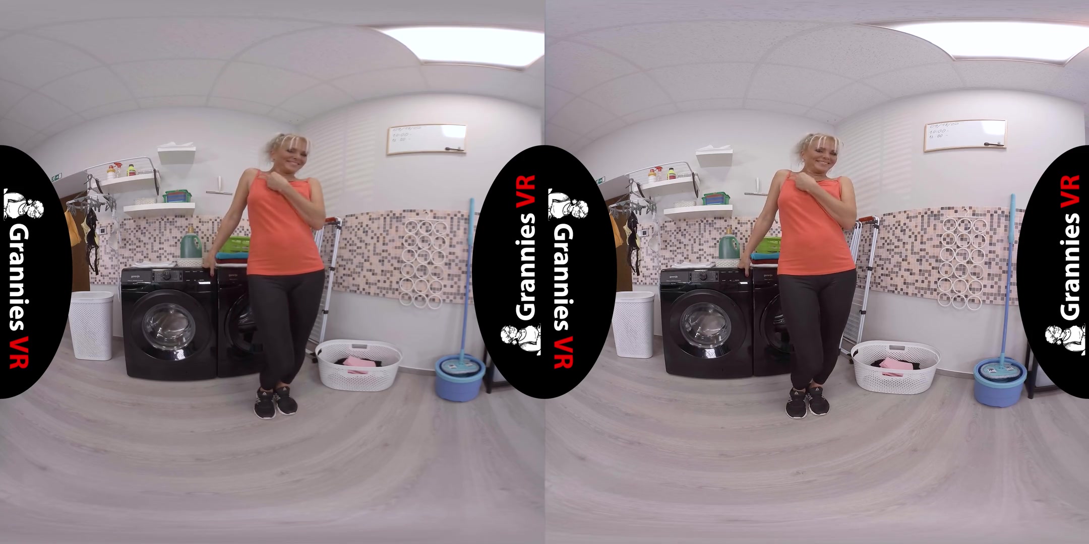 Kathy Anderson - Masturbation In The Laundry; Mature Blonde Babe Solo