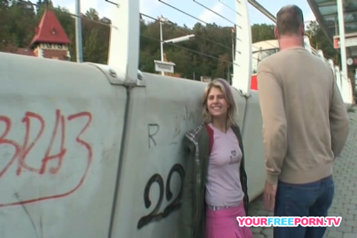 Chubby Blonde teen 18+ gets fucked by a stranger in public
