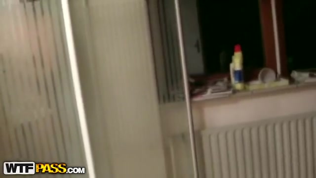 Lovers film sex outdoors and in shower