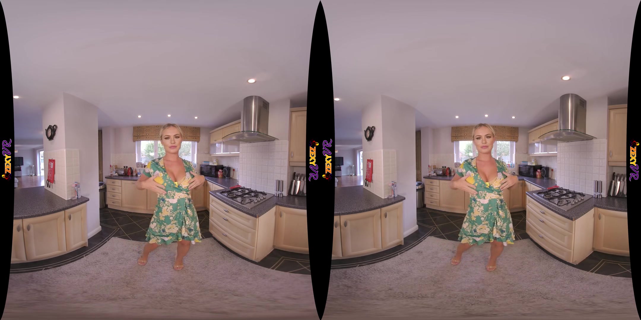 Perv On Me - Big Tits Babe Stripping in the Kitchen