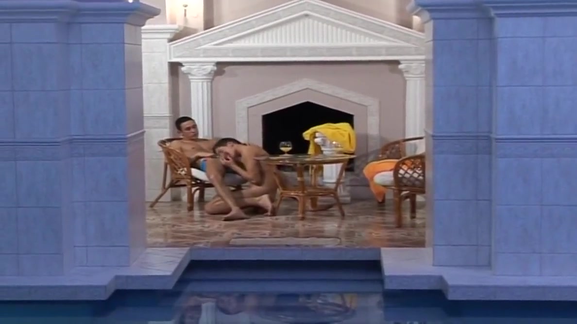 Hard Gay Sex With 2 Big Cocks At The Edge Of The Pool