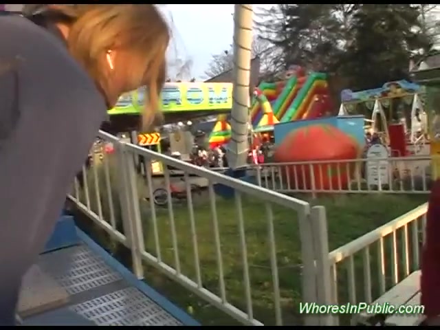 Cute Chick Rides Tool in Fun Park