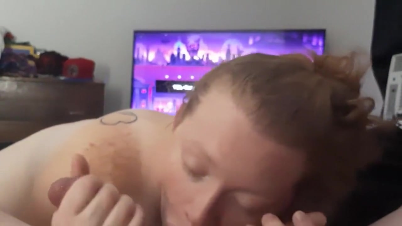 Redhead gives mean blowjob