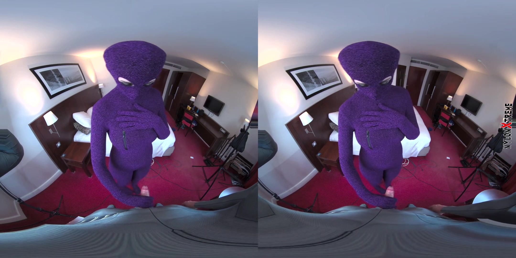 Nora Fox Purple Zentai Encasement Creampie