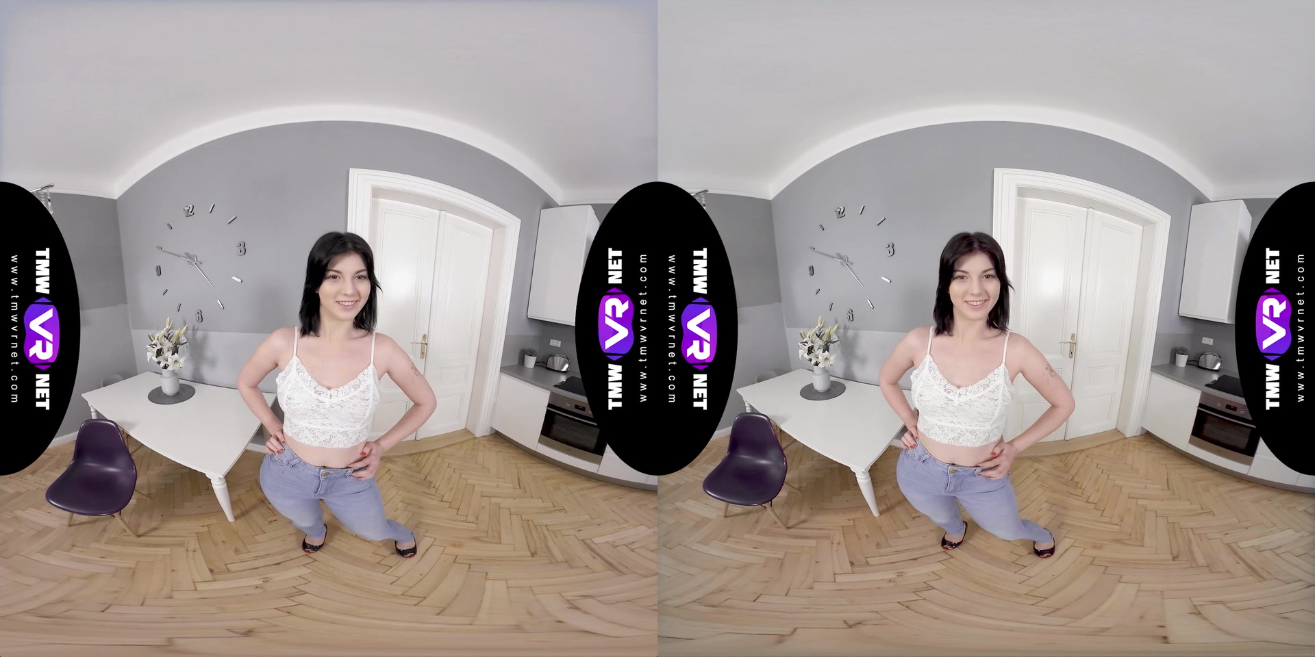 Bright solo orgasm on a chair
