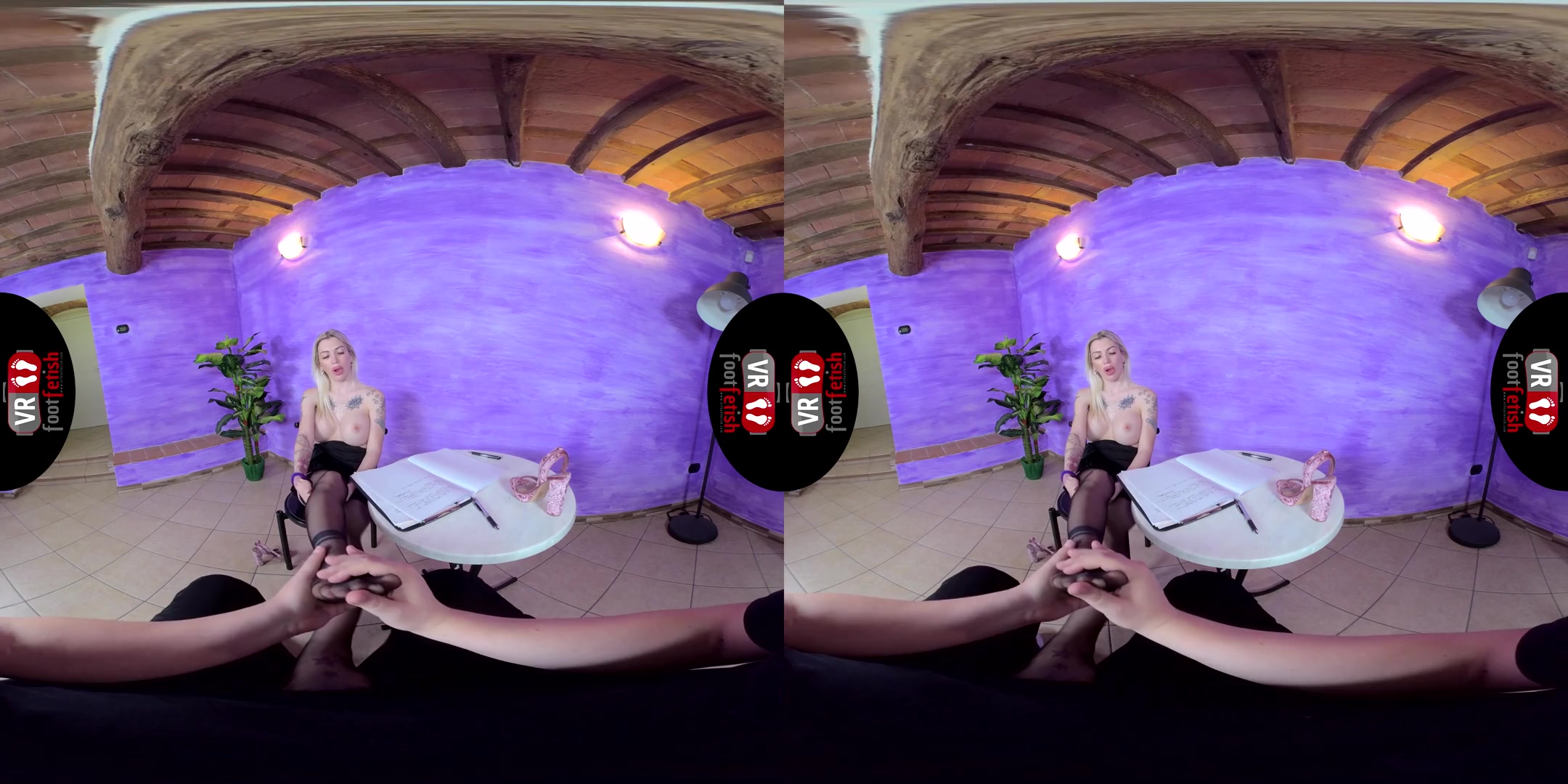 Naughty ElisГЁ Rubs Your Cock With Her Nylon-Clad Feet; Foot Fetish Stockings Blonde Babe