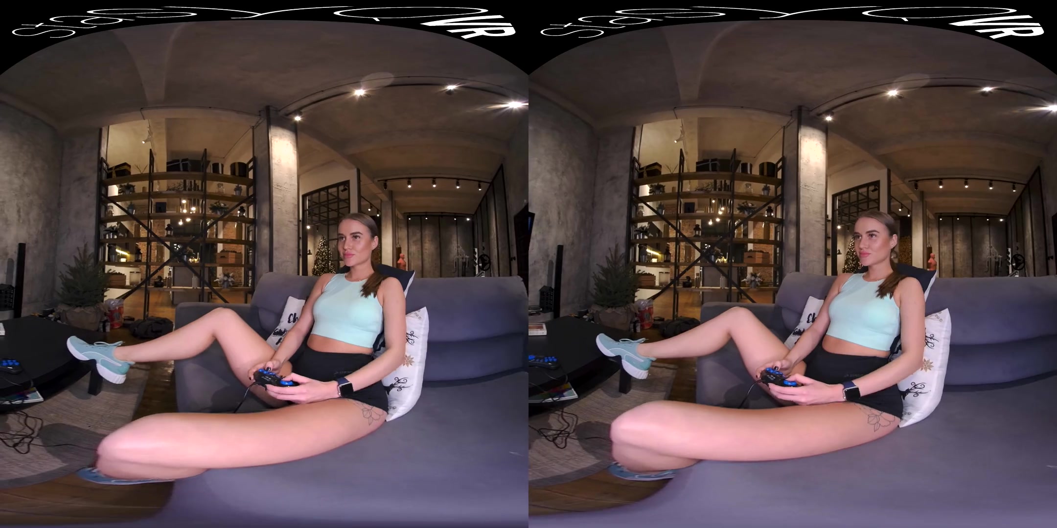 Girl of Your Dreams; athletic gamer toned big ass brunette solo striptease