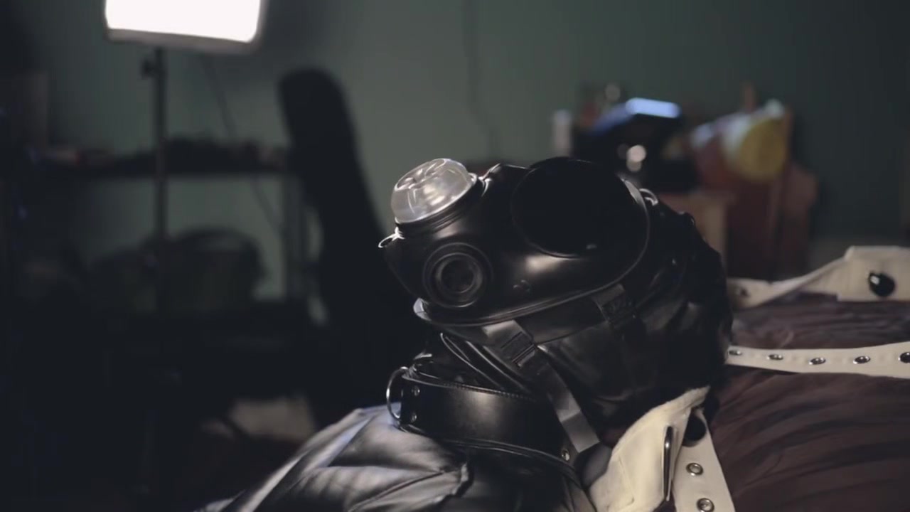 Rubber boy sucking biker master cock