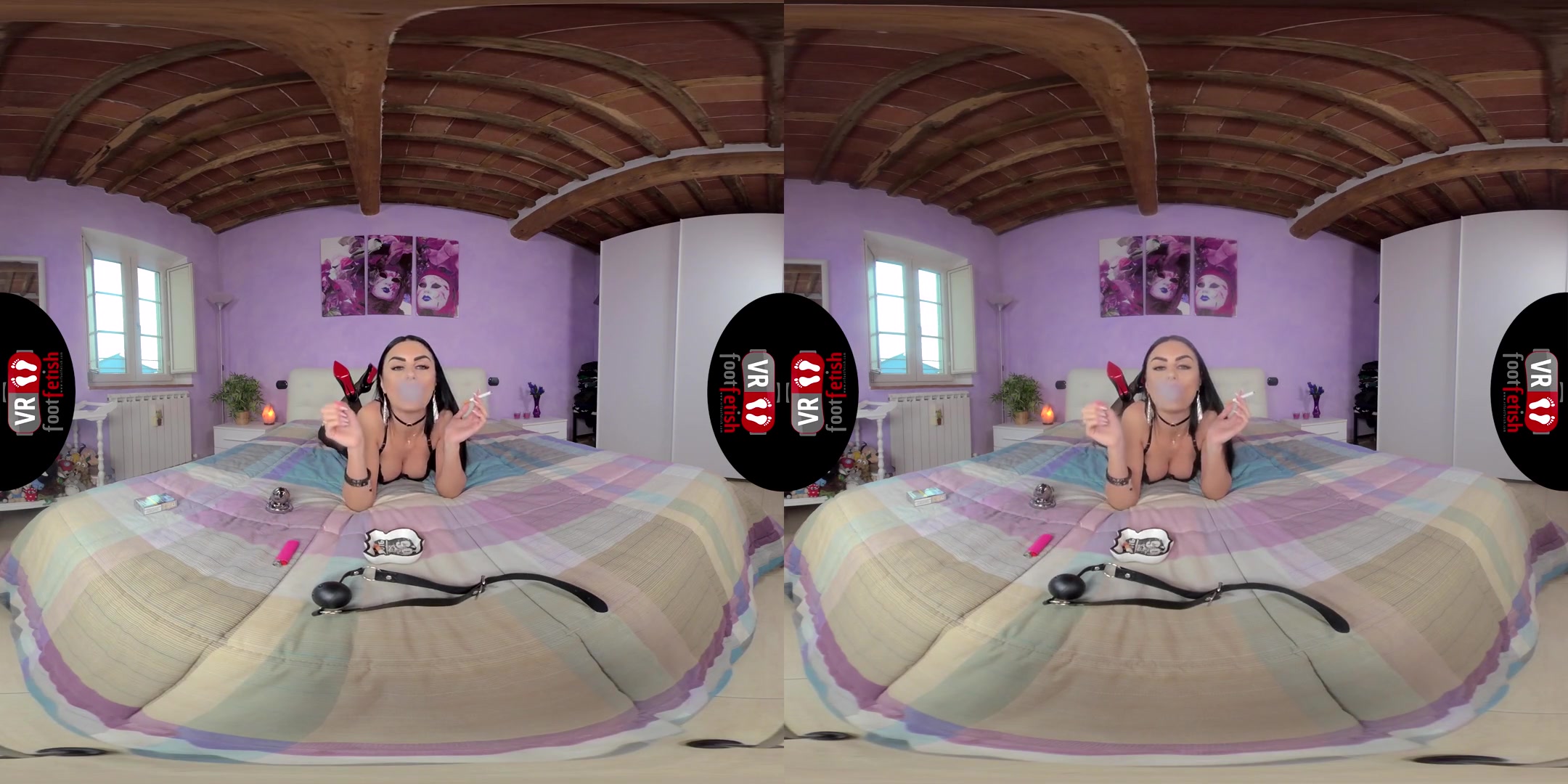 Sensual Goddess Ambra Gives You a Proper Foot Tease in Her Bedroom - Nylons Heels Feet