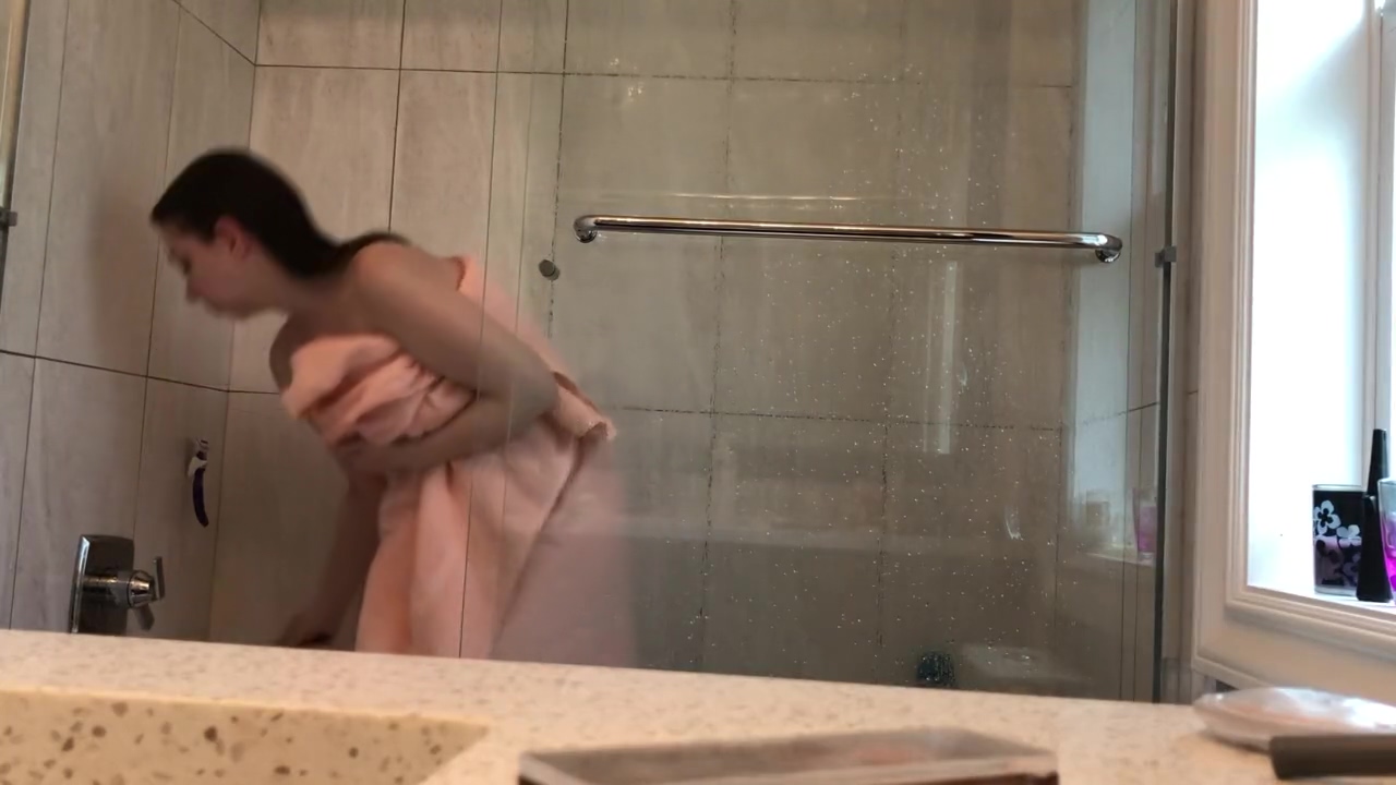 little Step sister spied on glass shower - super young titties