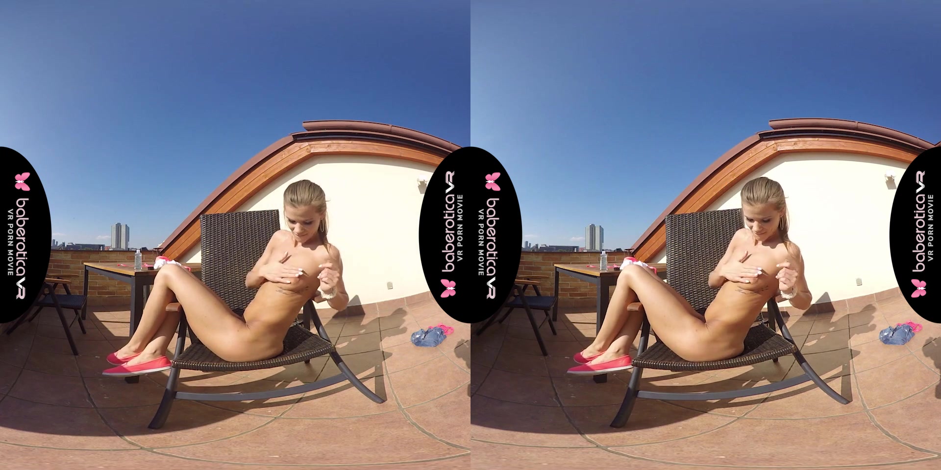 Blonde Sarah Kay has such a big orgasm on the balcony - BaberoticaVR