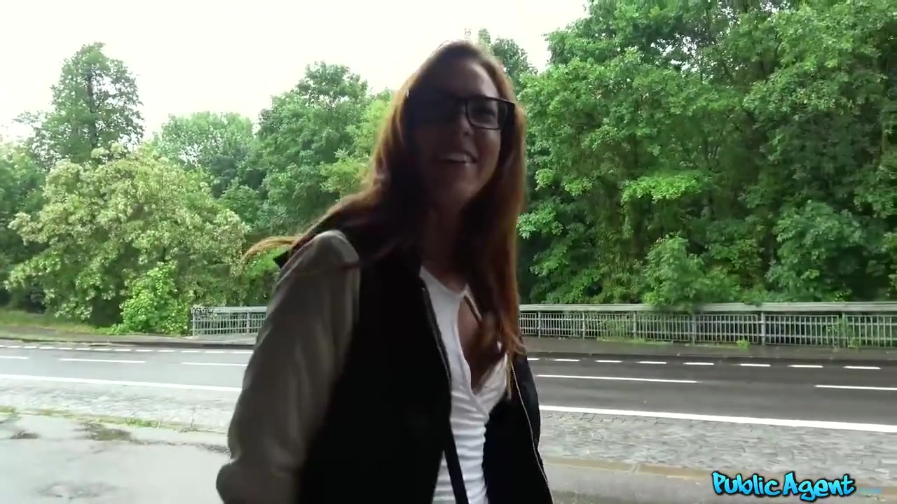 Delightful ginger vixen, Foxy Sanie is getting fucked under the bridge and moaning while cumming