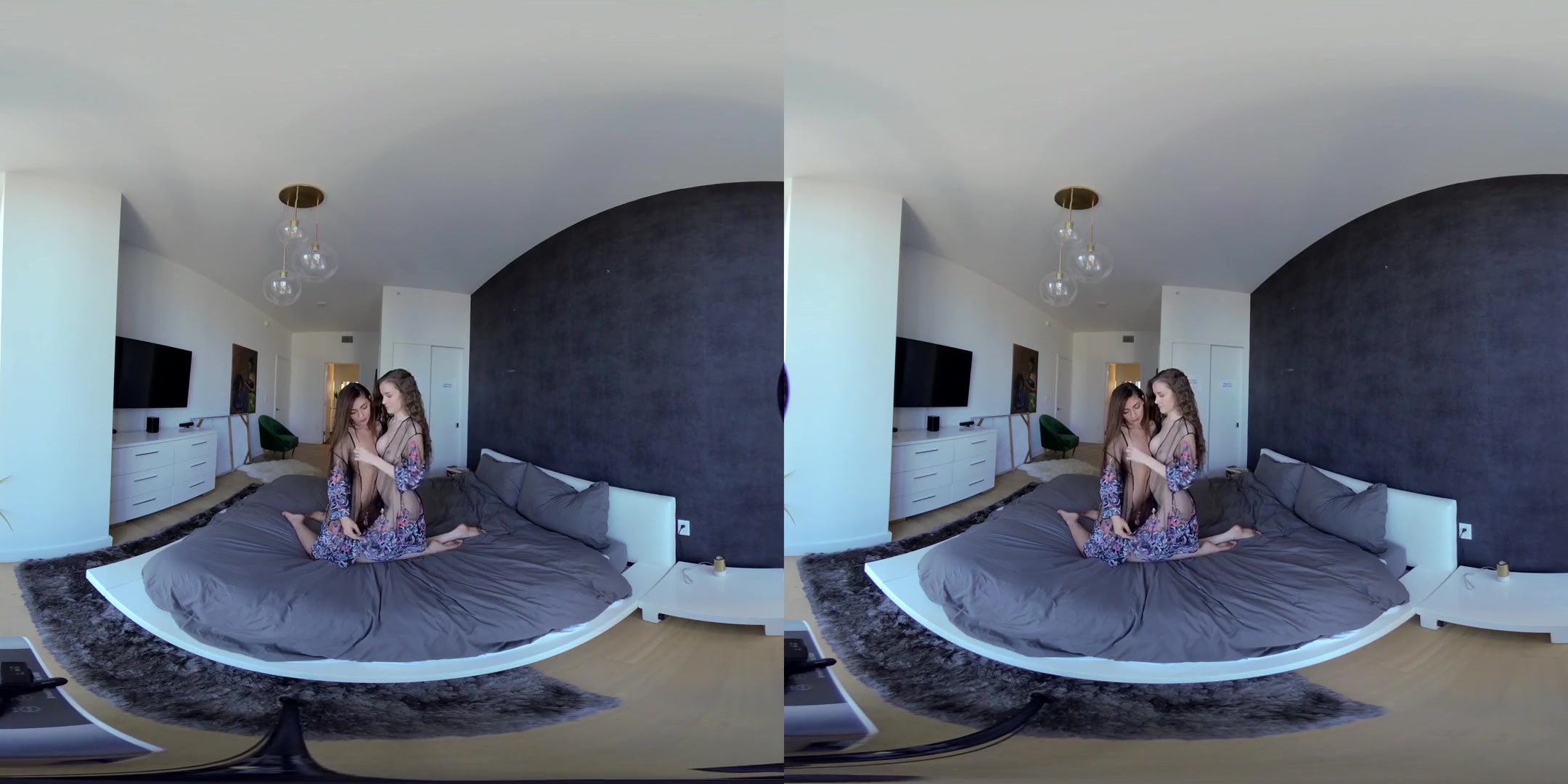 Highrise - Lesbian Tease On the Bed - SexLikeReal